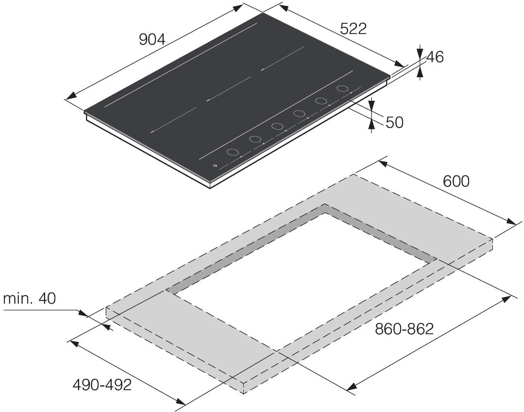 ASKO 90cm 6 Zone Induction Cooktop Matte Black HID956MC