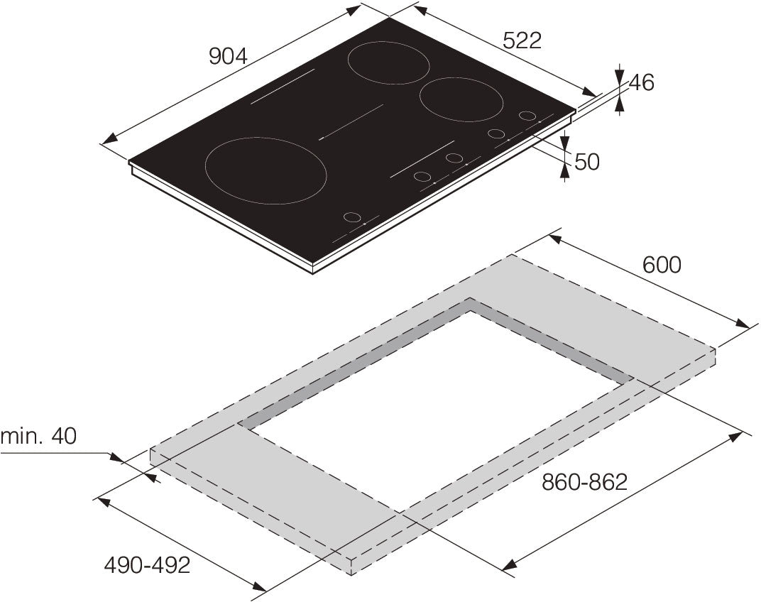 ASKO 90cm 5 Zone Induction Cooktop Black HID965GC