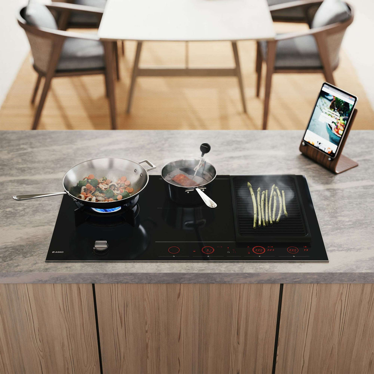 ASKO 90cm Duo Fusion Induction Gas Cooktop Black HIG89524BGD1