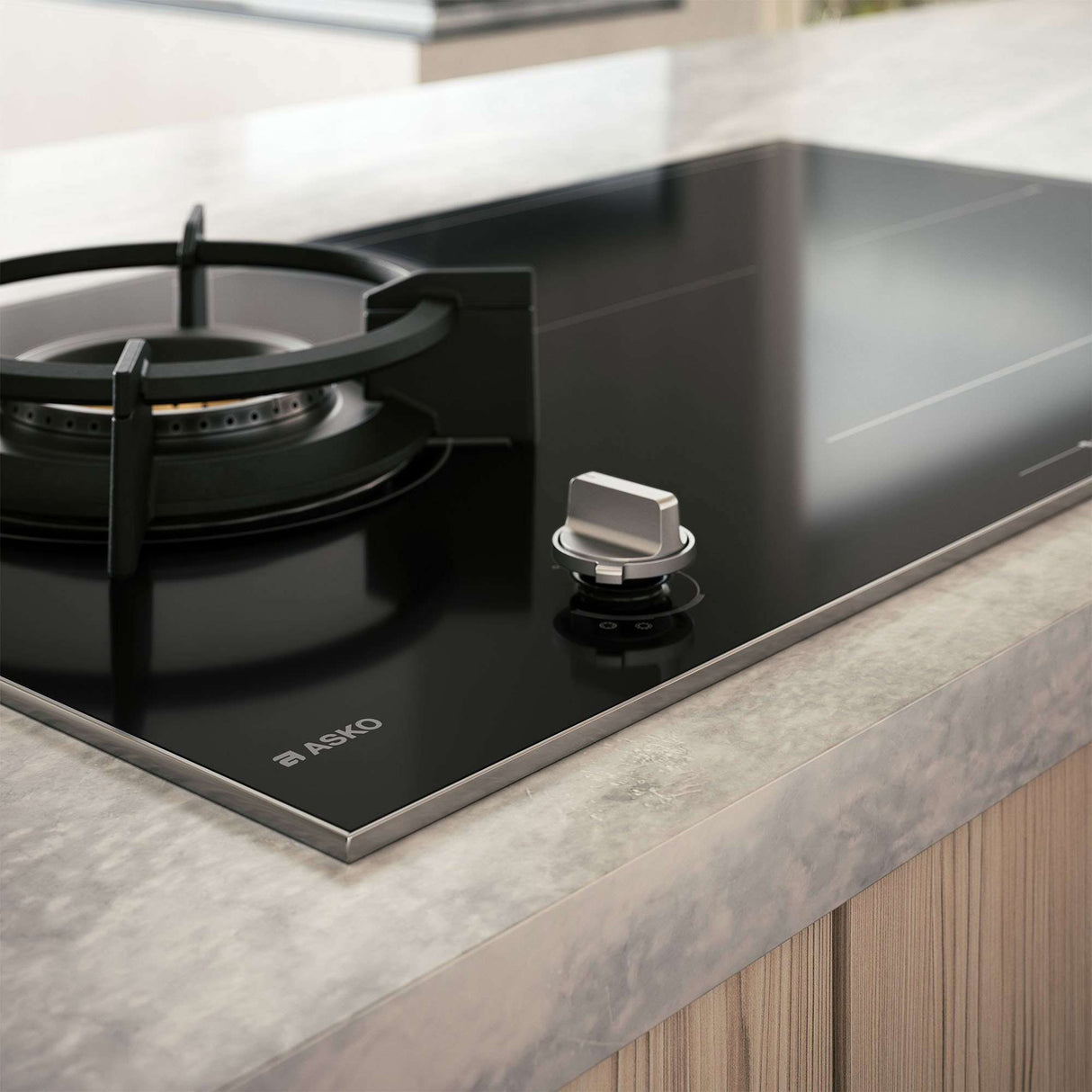 ASKO 90cm Duo Fusion Induction Gas Cooktop Black HIG89524BGD1