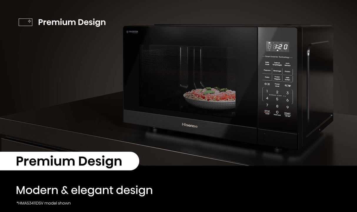 Hisense 34L 1100W Inverter Microwave Black HMAS3411BMV