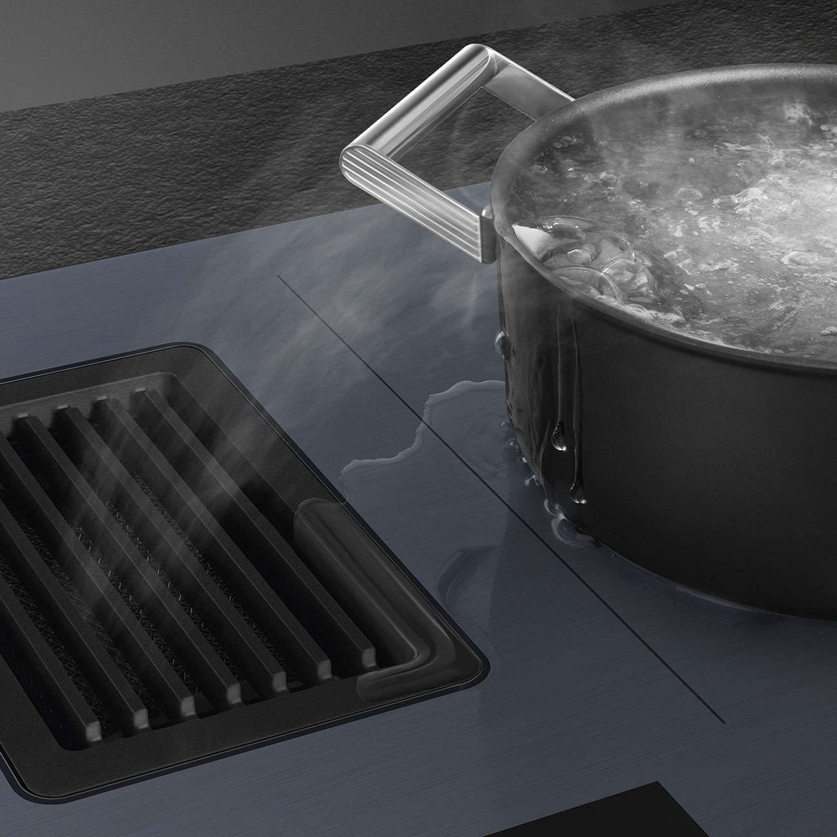 Smeg 83cm Linea Integrated Induction Cooktop Neptune Grey HOBD182DG