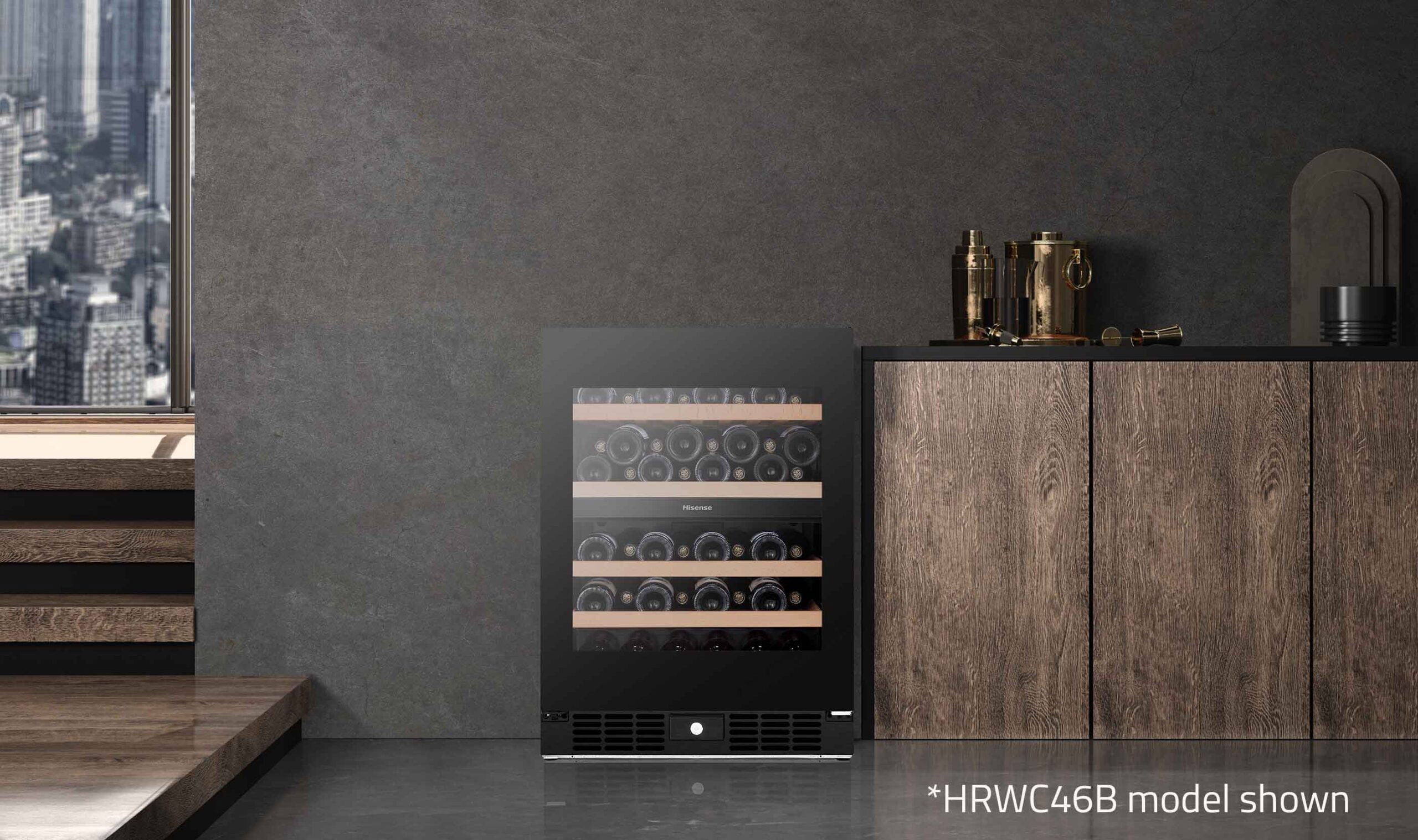 Hisense 46 Bottle Dual Zone Wine Cabinet Fridge HRWC46B | Greater