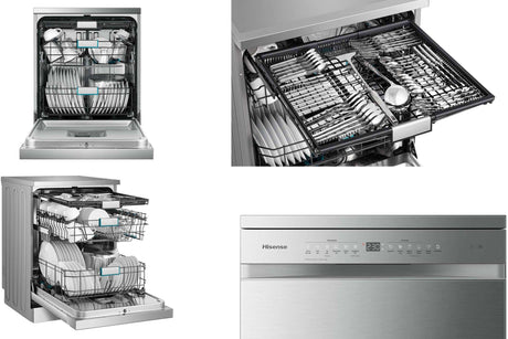Hisense 60cm 16 Place Setting Freestanding Dishwasher Stainless Steel HSAA16FS