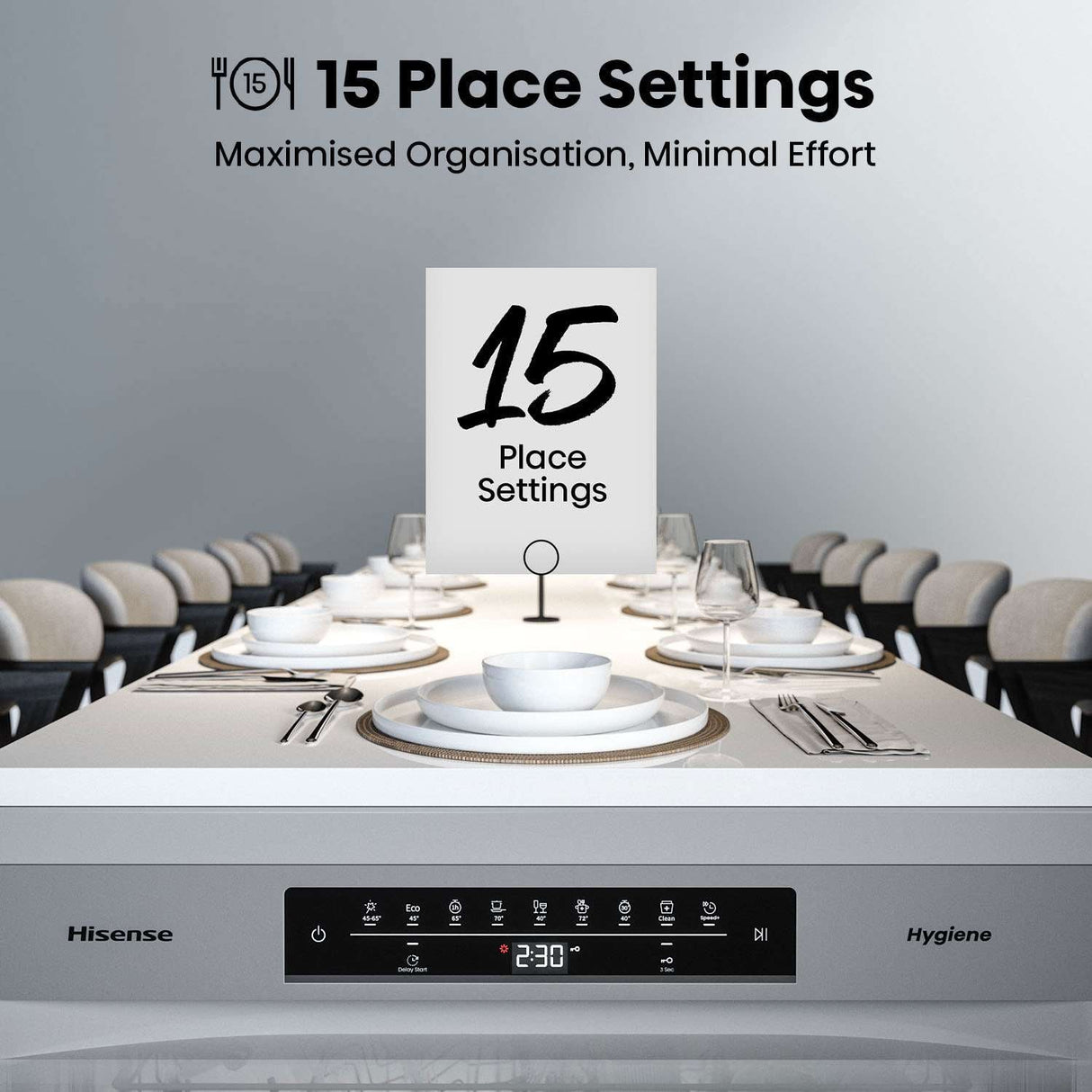 Hisense 60cm 15 Place Setting Freestanding Dishwasher Silver HSBE15FS