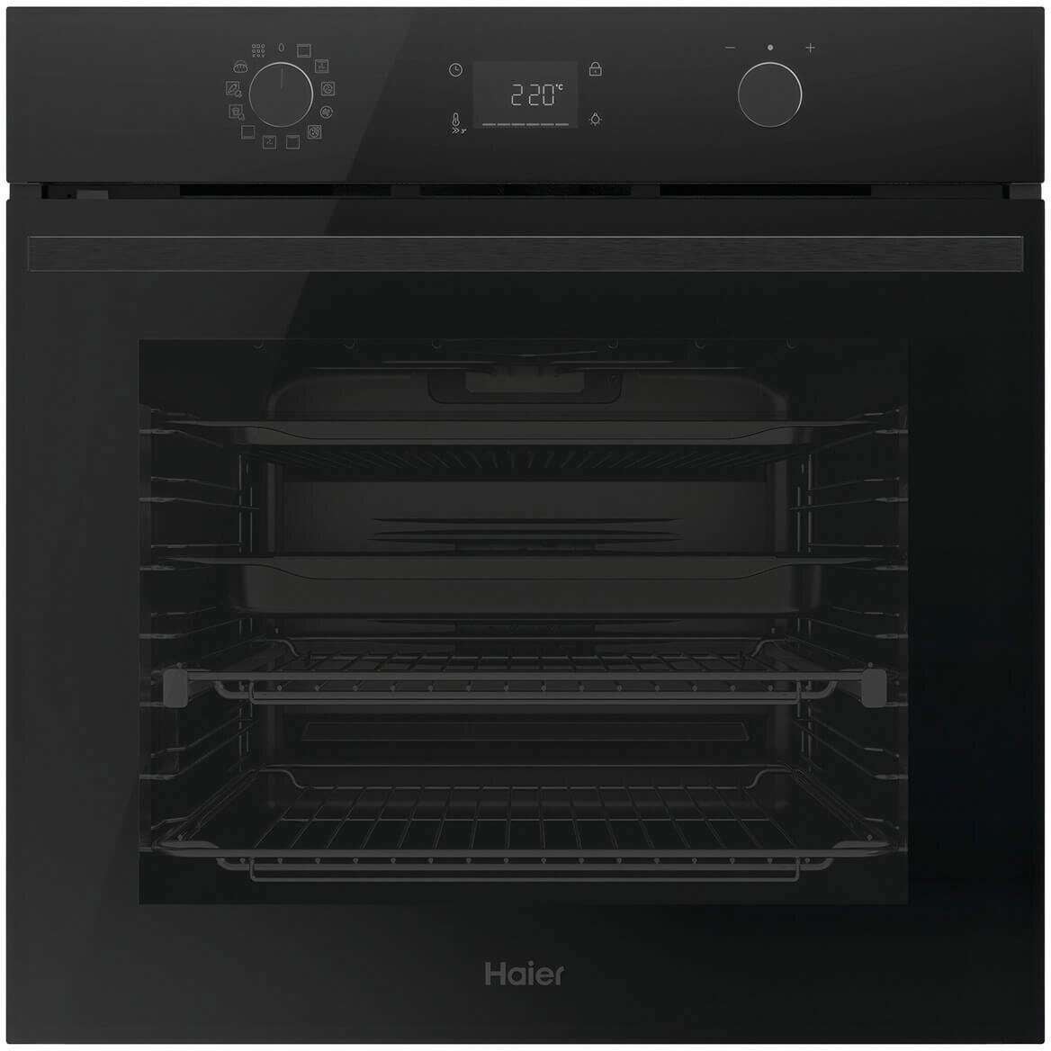 Haier 60cm 500 Series 12 Function Pyrolytic Built-in Oven Black HWO60S12EPB5