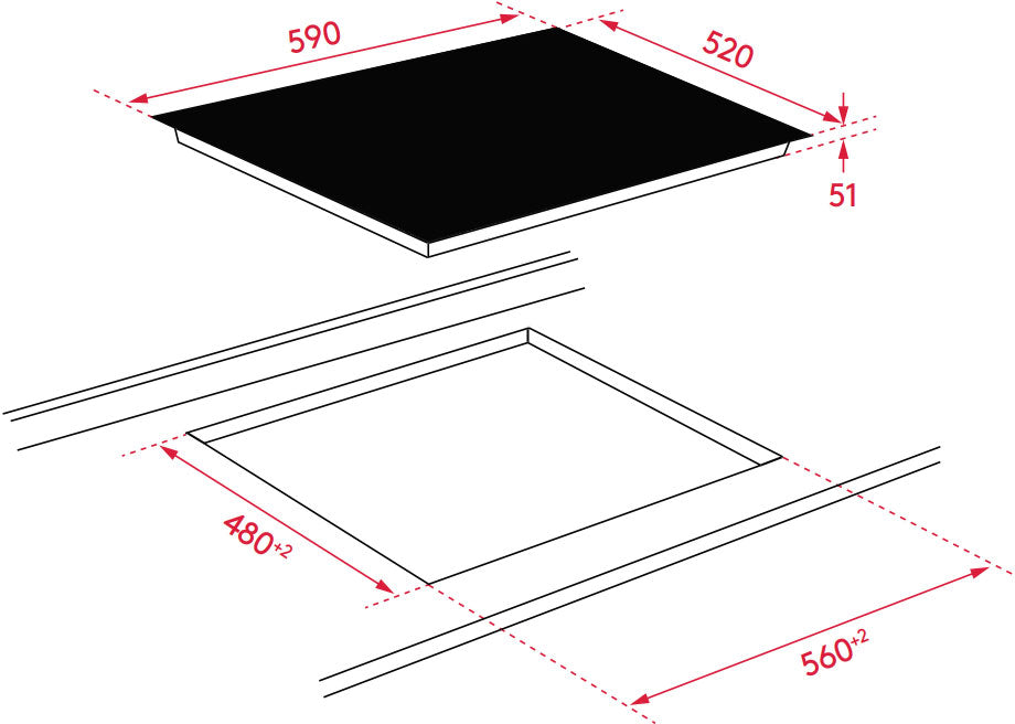 Inalto 60cm Black Ceramic Glass Electric Cooktop ICC604T2