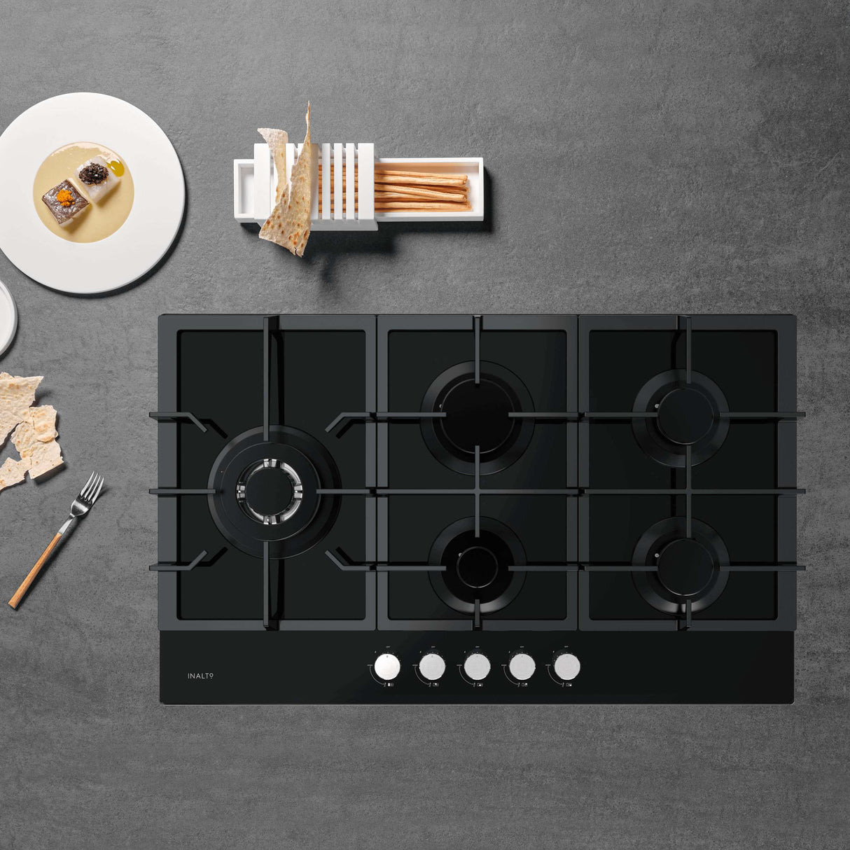 InAlto 90cm Gas Cooktop with Wok Burner ICGG905W