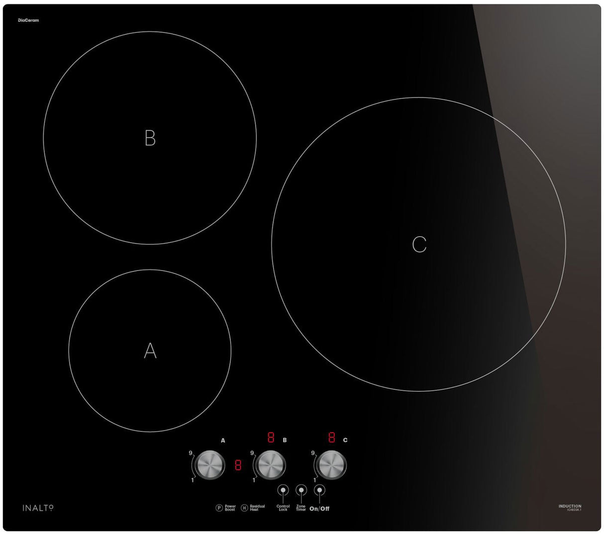 Inalto 60cm 3 Zone Induction Cooktop ICI603K.1