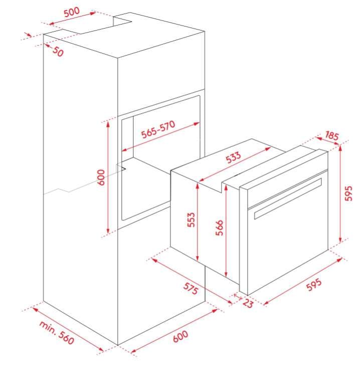 InAlto 60cm 80L Electric Wall Oven IO605TB