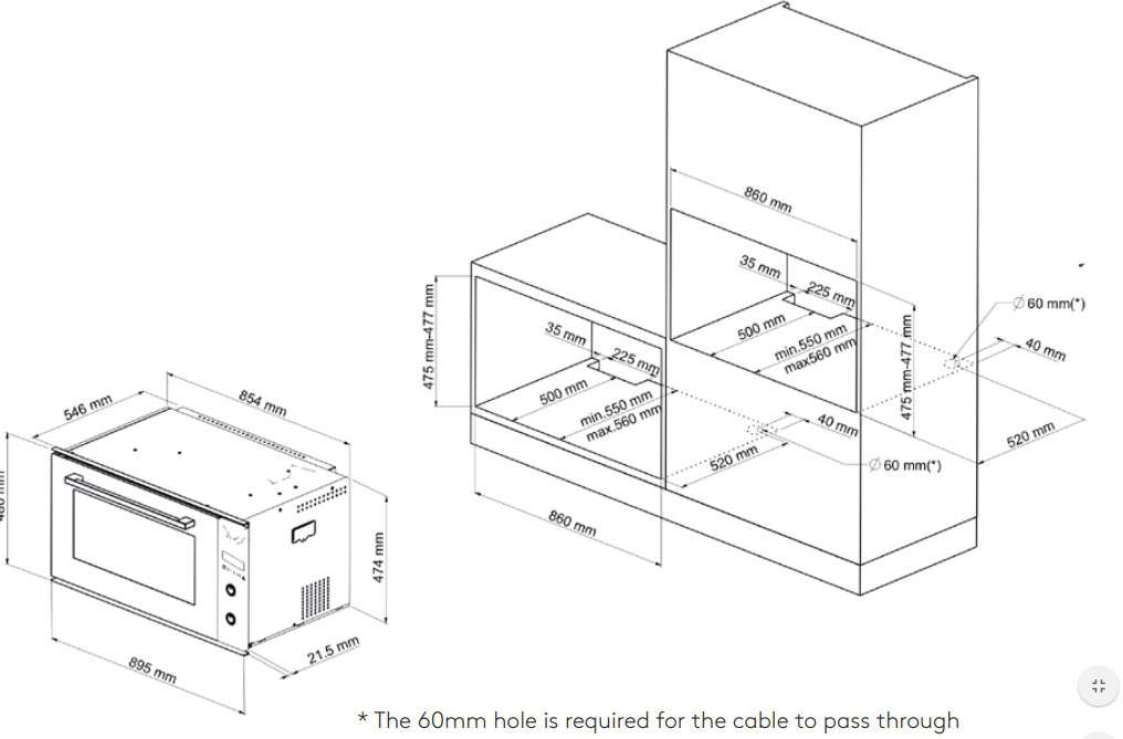 InAlto 90cm 103L Electric Wall Oven IO90XL10T