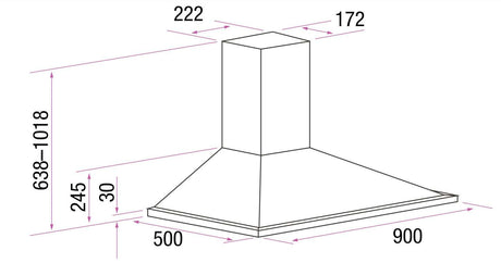 Inalto 90cm Canopy Rangehood IRC90S