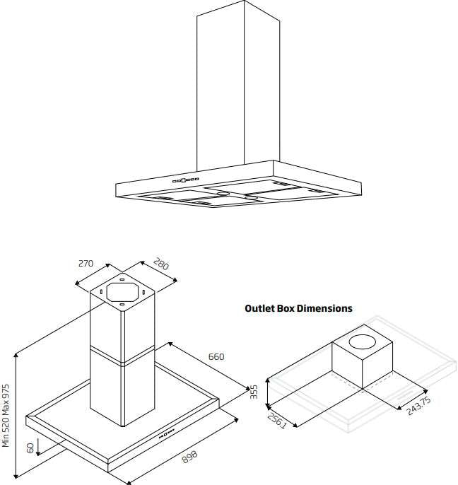 Schweigen 90cm Silent 3200m3/hr Stainless Steel Light Island Rangehood IS4110SE