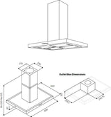 Schweigen 90cm Silent 3200m3/hr Stainless Steel Light Island Rangehood IS4110SE