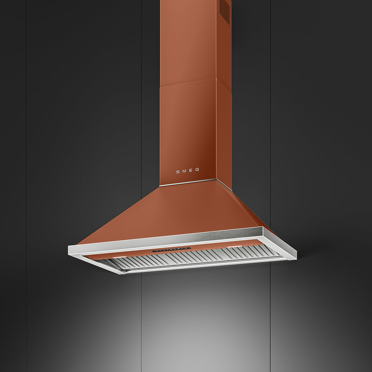 Smeg 90cm Portofino Canopy Rangehood Amber Clay KCU94ACM