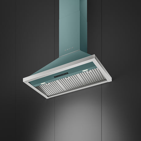 Smeg 90cm Portofino Canopy Rangehood Emerald Green KCU94EGM