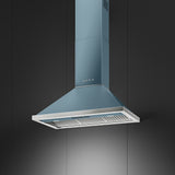 Smeg 90cm Portofino Canopy Rangehood Storm Blue KCU94SBM