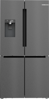 Bosch Series 6 574L French Door Fridge with Non-Plumbed Ice and Water Brushed Black Steel KFI96AXEAA