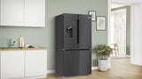 Bosch Series 6 574L French Door Fridge with Non-Plumbed Ice and Water Brushed Black Steel KFI96AXEAA