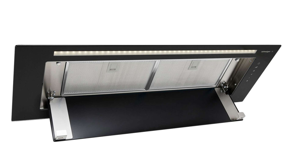 Schweigen 90cm Silent 1600m3/hr Black Glass Undermount Rangehood KLS-9GLASSBLKSP