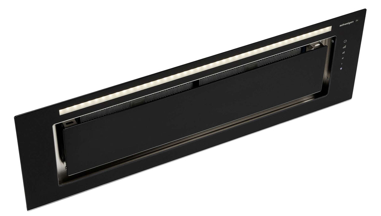 Schweigen 90cm Silent 1600m3/hr Black Glass Undermount Rangehood KLS-9GLASSBLKSP