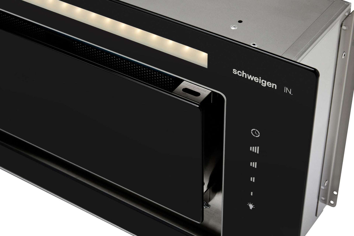 Schweigen 90cm Silent 1600m3/hr Black Glass Undermount Rangehood KLS-9GLASSBLKSP
