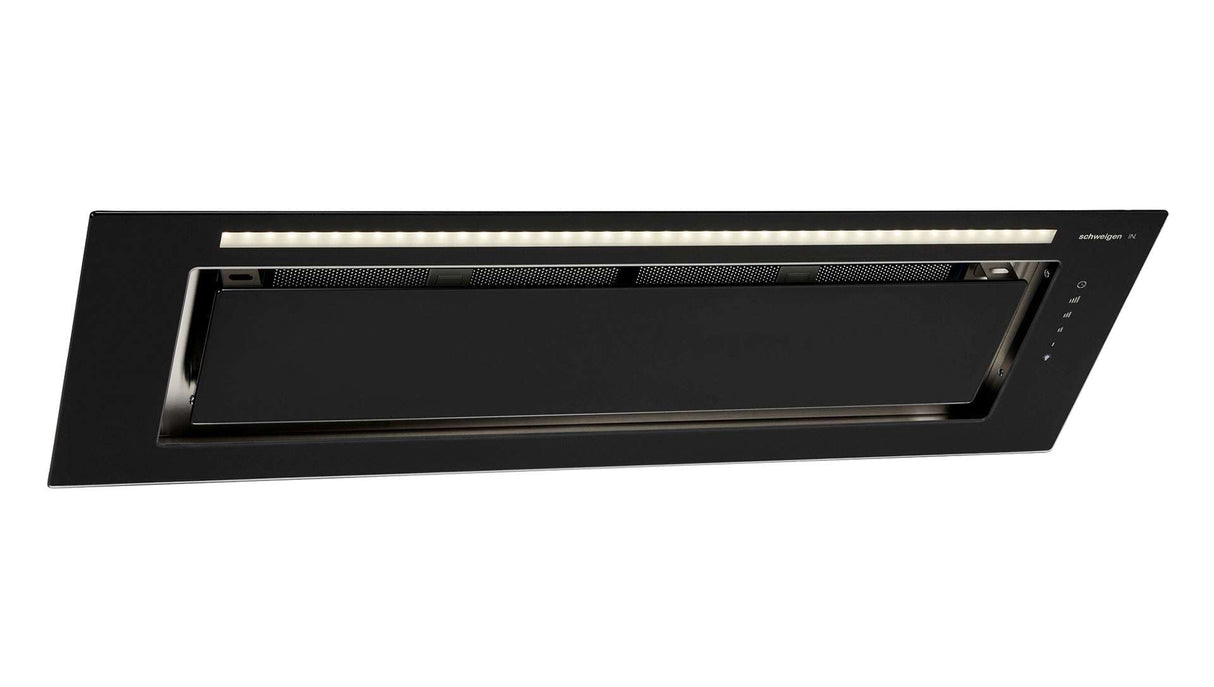 Schweigen 90cm Silent 1600m3/hr Black Glass Undermount Rangehood KLS-9GLASSBLKSP