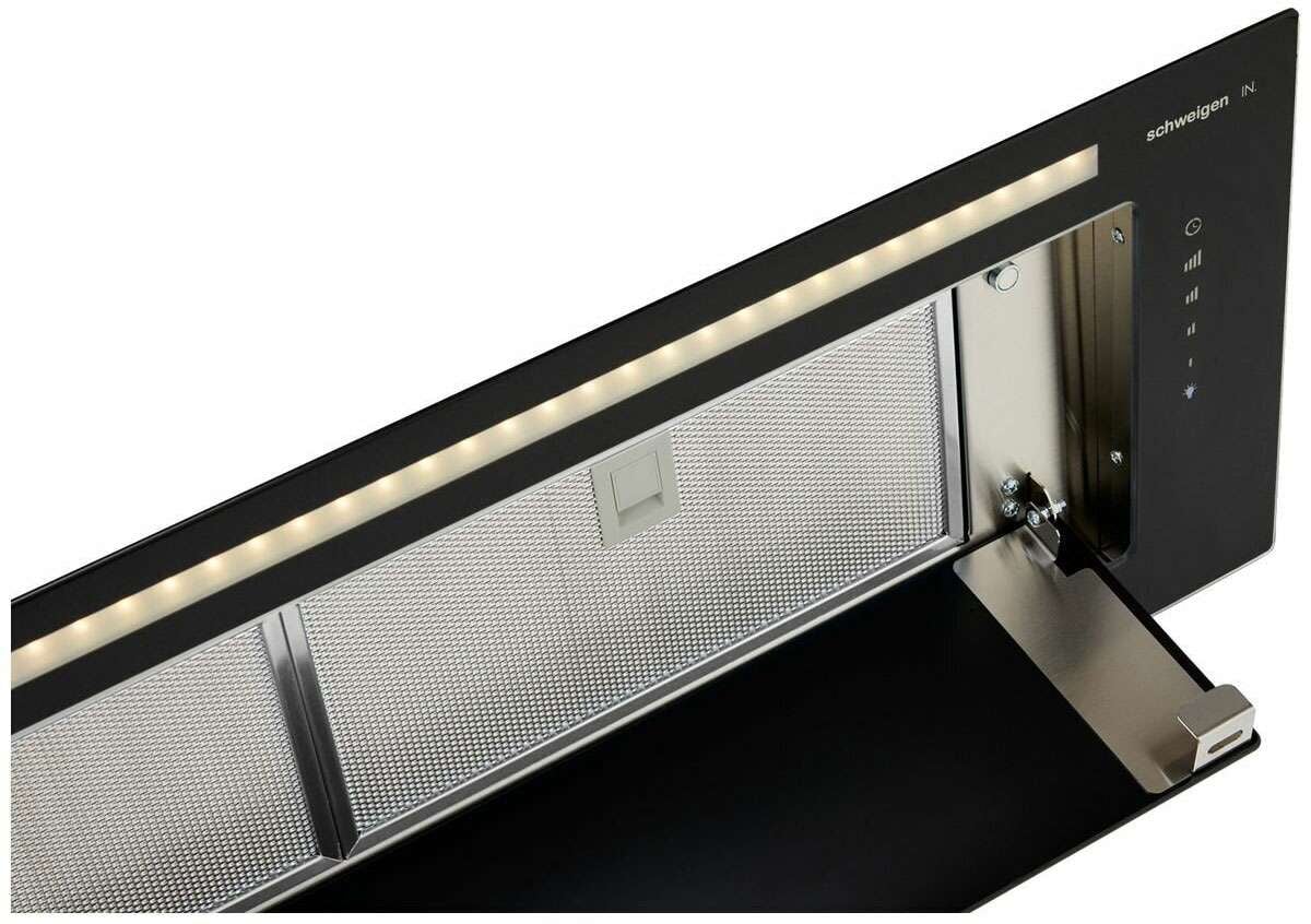 Schweigen 90cm Silent 900m3/hr Black Glass Undermount Rangehood KLS-9GLASSBLKST