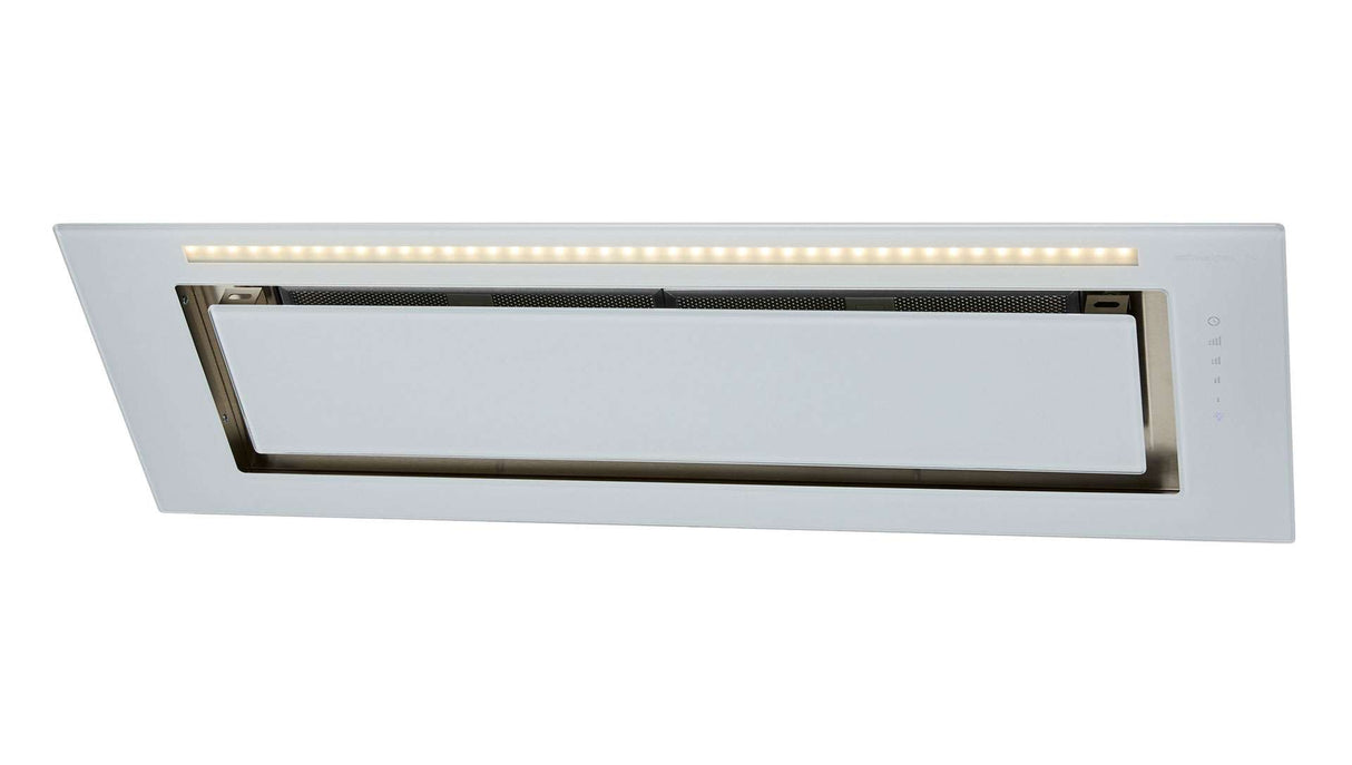 Schweigen 90cm Silent 1600m3/hr White Glass Undermount Rangehood KLS-9GLASSP