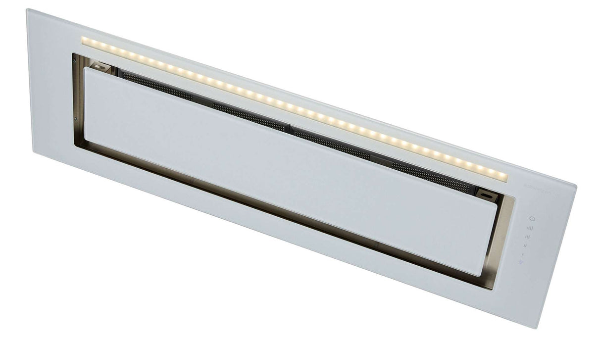 Schweigen 90cm Silent 1600m3/hr White Glass Undermount Rangehood KLS-9GLASSP