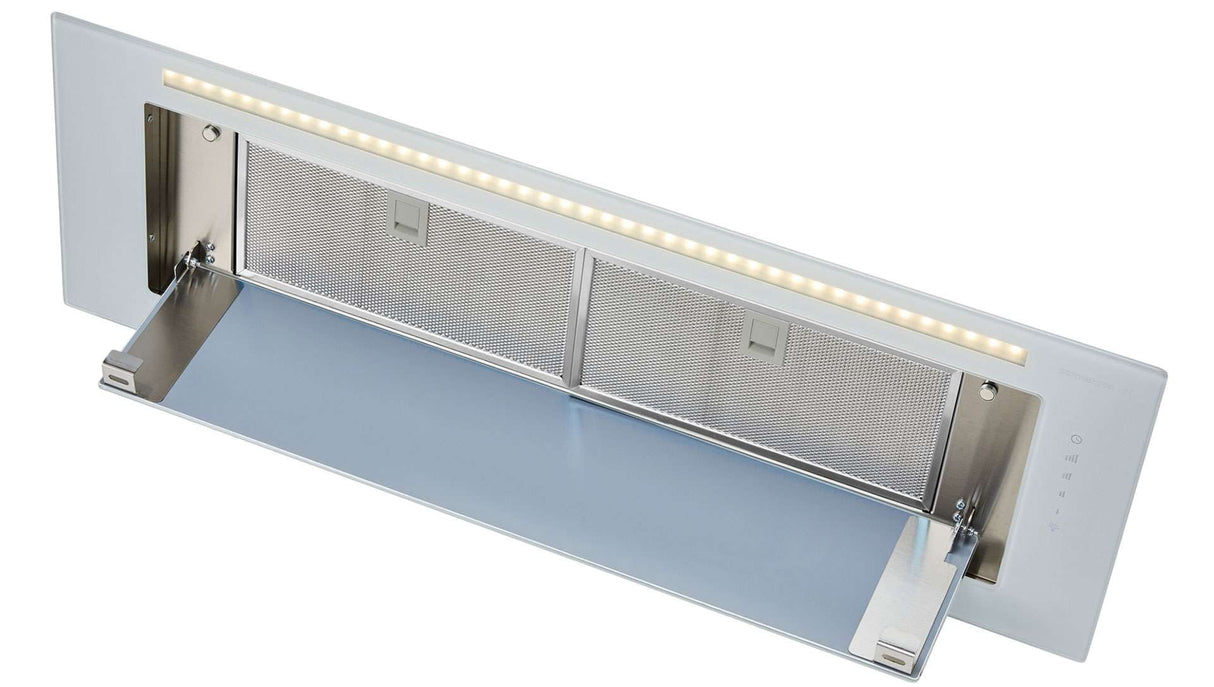 Schweigen 90cm Silent 1600m3/hr White Glass Undermount Rangehood KLS-9GLASSP