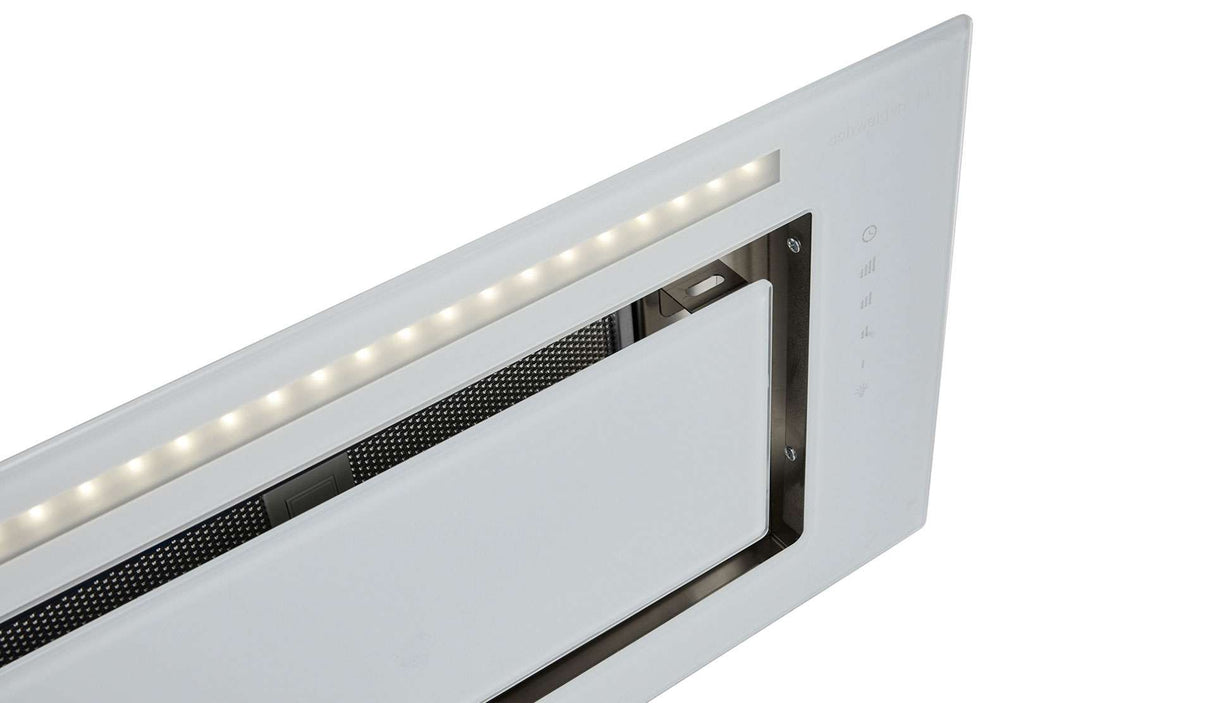 Schweigen 90cm Silent 1600m3/hr White Glass Undermount Rangehood KLS-9GLASSP