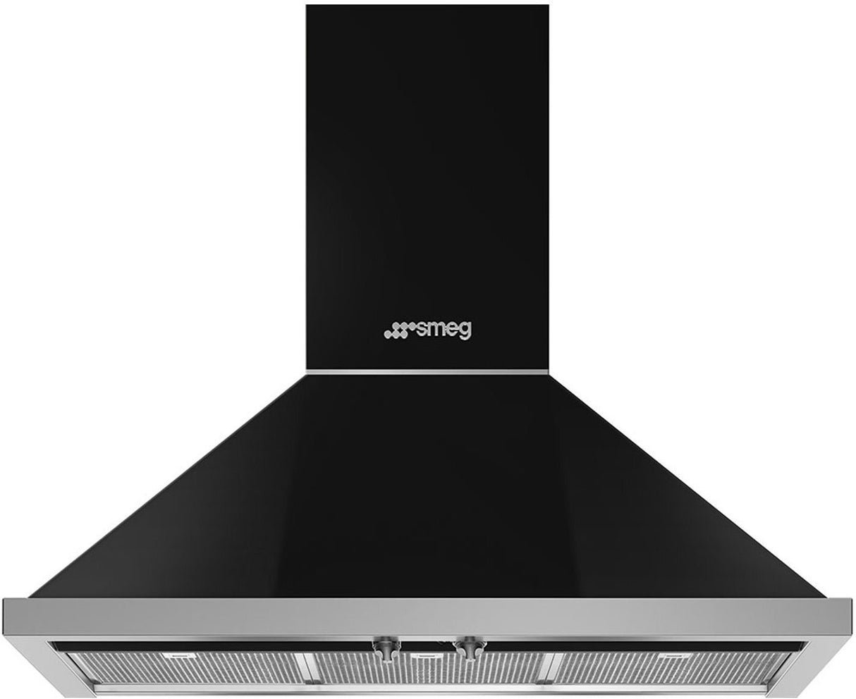 Smeg 90cm Portofino Canopy Rangehood Black KPFA9BL