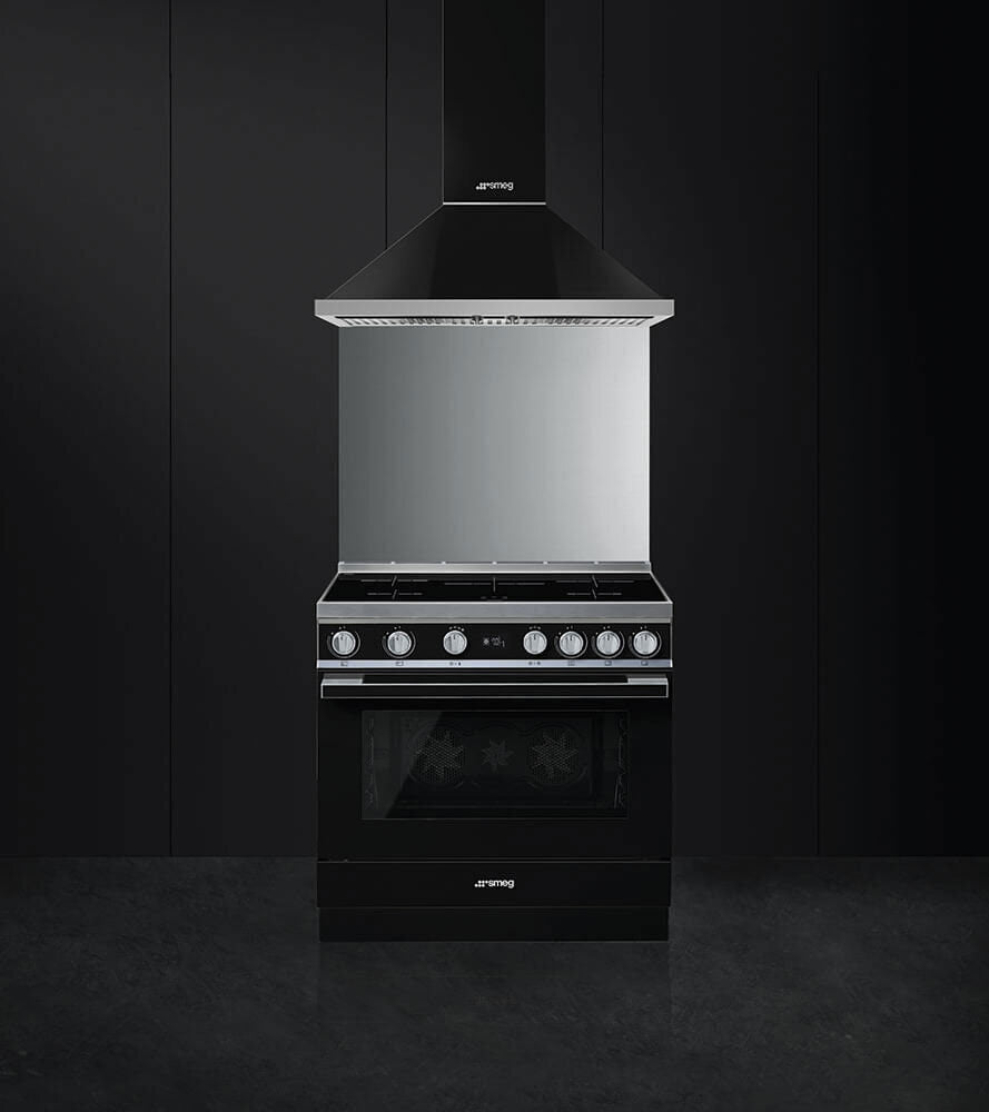 Smeg 90cm Portofino Canopy Rangehood Black KPFA9BL