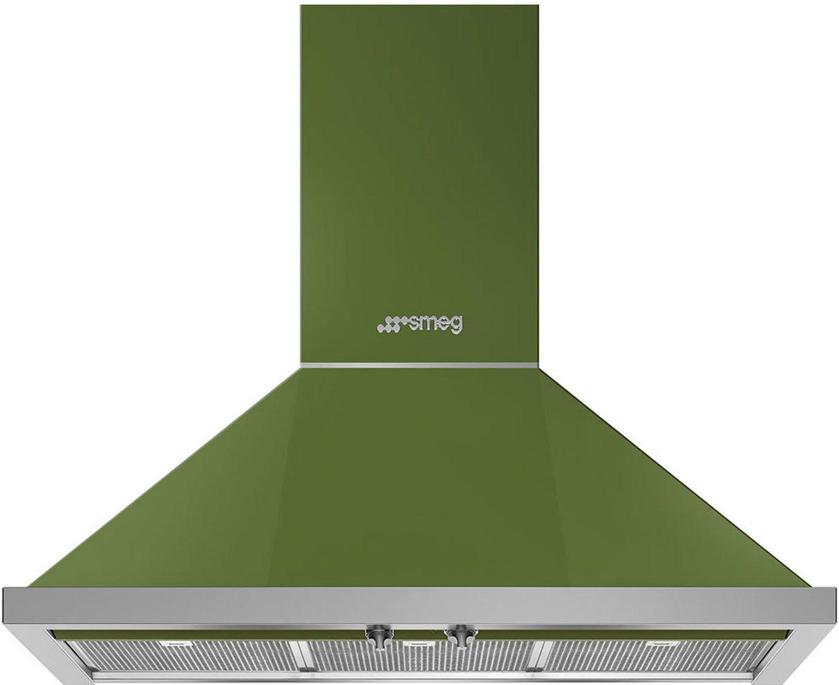 Smeg 90cm Portofino Canopy Rangehood Olive Green KPFA9OG