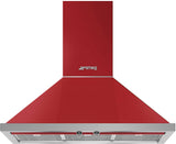 Smeg 90cm Portofino Canopy Rangehood Red KPFA9RD