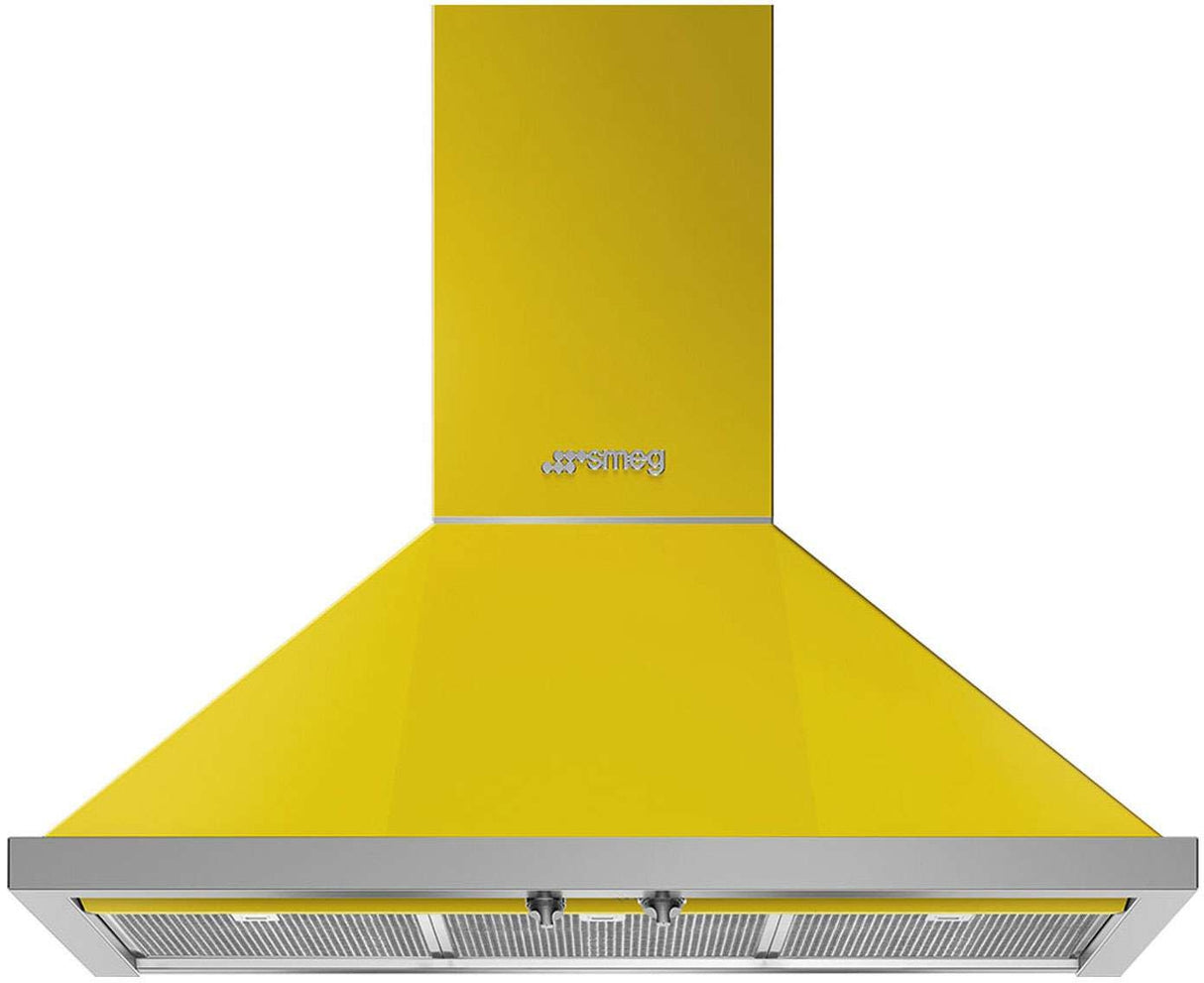 Smeg 90cm Portofino Canopy Rangehood Yellow KPFA9YW