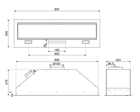 Smeg 90cm Integrated Undermount Rangehood Stainless Steel KSGAU9P4VN