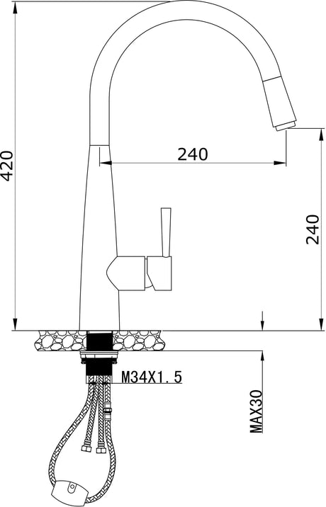 Modern National Kasper Pull Out Kitchen Mixer Tap Matte Black KSP0057BK