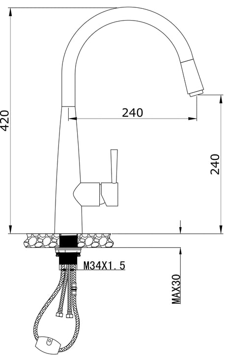 Modern National Kasper Pull Out Kitchen Mixer Gun Metal Tap KSP0057GM