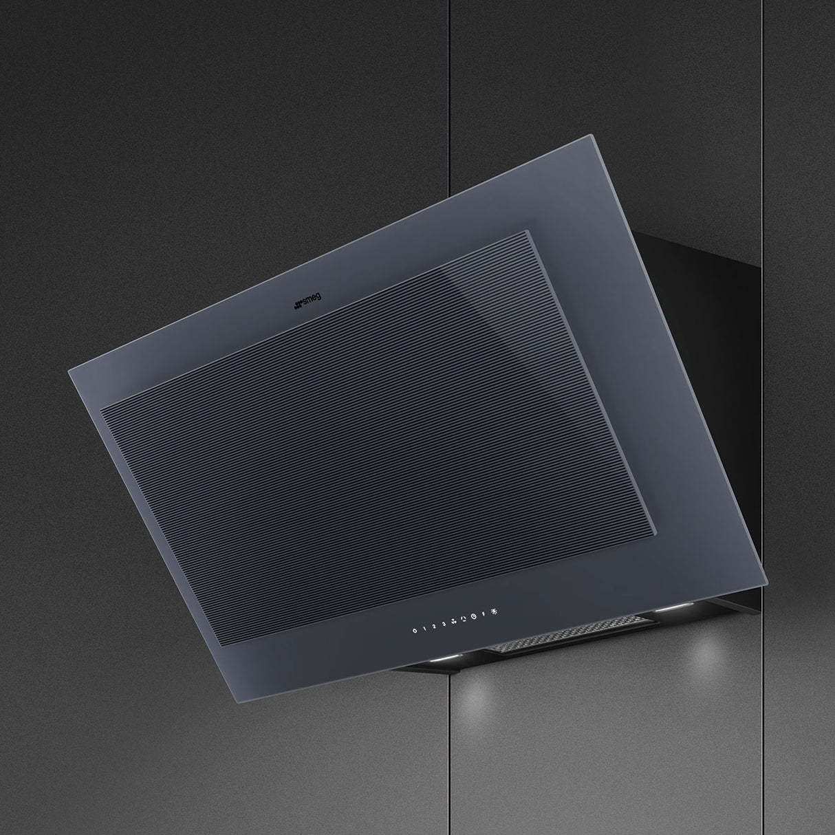 Smeg Linea 90cm Vertical Rangehood Neptune Grey KV194G