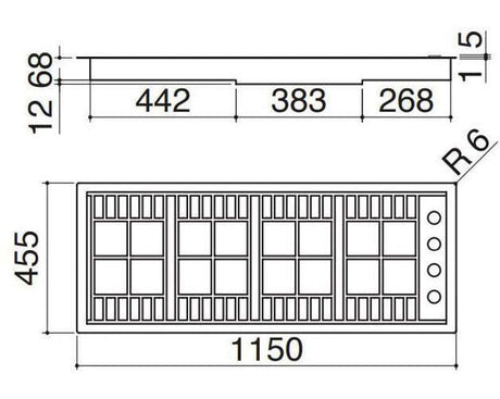 Abey Barazza 120cm Lab Flush Gas Cooktop LABH1200