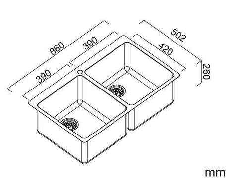 Abey The Double Leichardt Laundry Tub Inset Sink With Bypass LT45DA