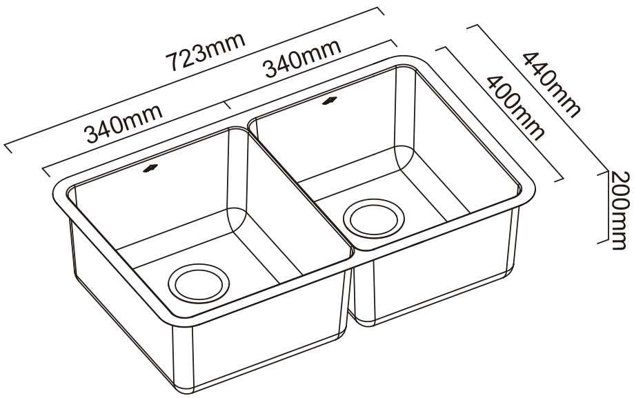 Abey Lucia Double Bowl Inset/Undermount Sink LUA200