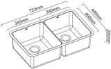 Abey Lucia Double Bowl Inset/Undermount Sink LUA200