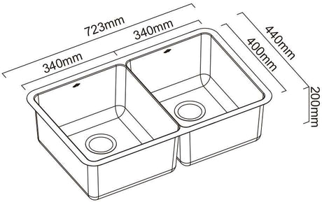 Abey Lucia Double Bowl Inset/Undermount Sink LUA200