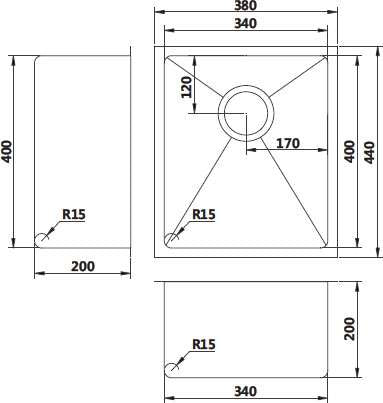 Modern National Single Bowl Inset/Undermount Sink M-S201LG