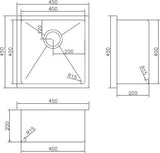Modern National Handmade Single Bowl Inset/Undermount Sink M-S202B