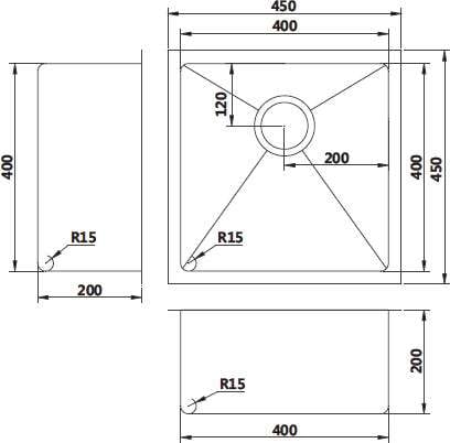 Modern National Single Bowl Inset/Undermount Sink M-S202GM