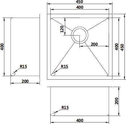 Modern National Single Bowl Inset/Undermount Sink M-S202LG